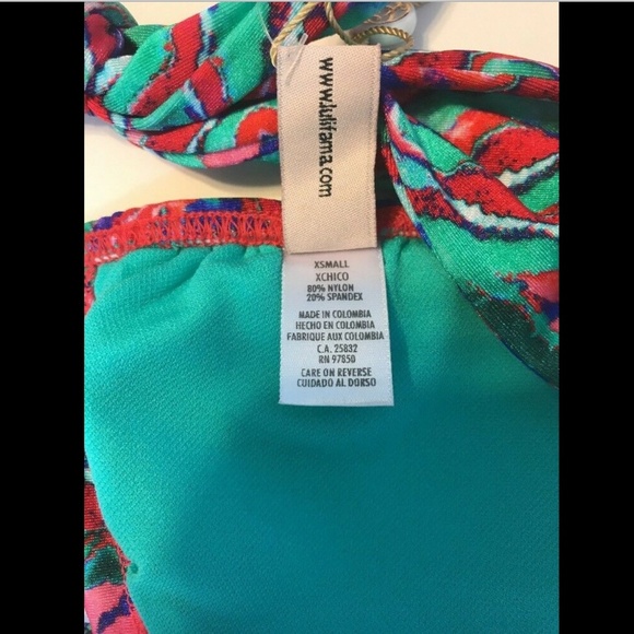 NWT! Luli Fama Strappy V Cut Out Print Bandeau Top - Picture 7 of 7